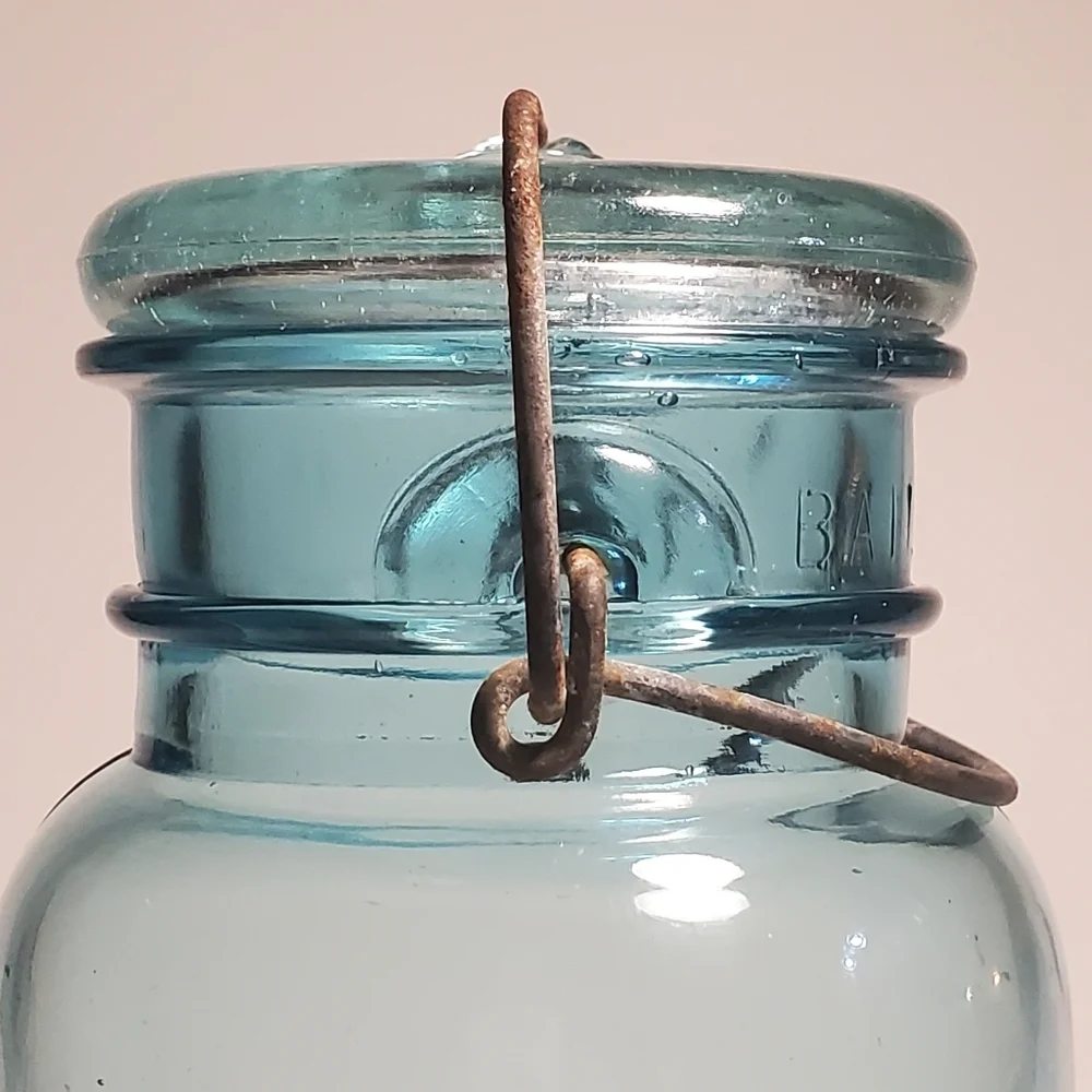 BALL Ideal Canning / Mason Jar 1 Quart Aqua Blue Mold #4 Vintage 1923 To 1933